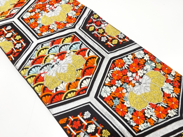 JAPANESE KIMONO / ANTIQUE FUKURO OBI / SILK / WOVEN PAULOWNIA